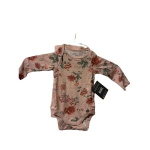 Modern Moments Gerber Baby Girls 2Pc Floral Bodysuit Ribbed Pants Set 3-6M Pink
